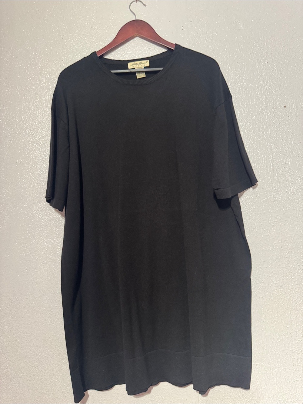 Vintage Eddie Bauer Solid Black Crewneck T-Shirt Womens XL Tall Gorpcore Tee